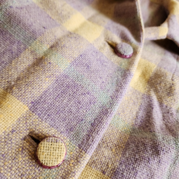 1950s/60s coat made with purple & yellow Strong Hewat fabric, size small/medium - Picture 4 of 5